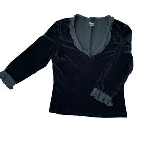 Vintage 90s Velvet Blouse Ruffle Flutter Sleeves Vamp Whimsigothic Victorian Y2K